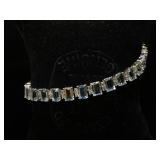 Sterling Aquamarine & Diamond bracelet, w/