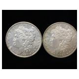 1884-O & 1890 Morgan Silver Dollars, 2 x $