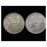 1885 & 1897 Morgan Silver Dollars, 2 x $