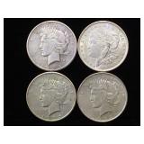 4-  Morgan & Peace Silver Dollars,various dates,