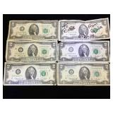 6-  vintage $2 Federal Reserve Notes