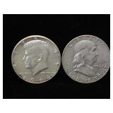 1962 Silver Franklin & 1964 Silver Kennedy Half