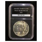 1935 Uncirculated Silver Peace Dollar,(cased),