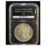 1898 Uncirculated Morgan Silver Dollar, cased