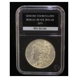 1879 Uncirculated Morgan Silver Dollar, cased