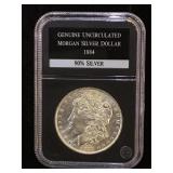 1884 Uncirculated Morgan Silver Dollar, cased