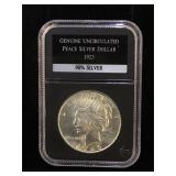 1923 Uncirculated Peace Silver Dollar, cased