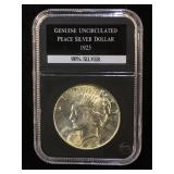1925 Uncirculated Peace Silver Dollar, cased