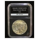 1926 Uncirculated Peace Silver Dollar, cased