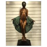 J E Descomps Art Deco Lady statue 36 inches H,