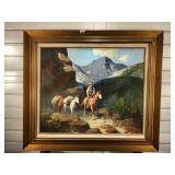 G. DeWalt, painting on canvas, Western scene,