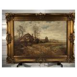 Oil on canvas,Europe Country scene , 27.5 x