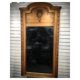 Lg vintage wood framed beveled mirror, 32 x 62