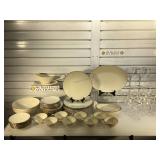 Lenox dinnerware service for 8, White with silver