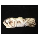 Signed Ivory scrimshaw, over 3 1/2 inches