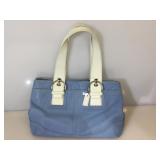 Coach powder blue & white leather large duel