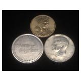 1964 Silver Kennedy Half , 2000D Sacagawea & Make