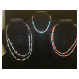 3- Southwest style necklaces, 2- double strand