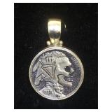 Sterling coin pendant by Anna King, 9.4g (tw):