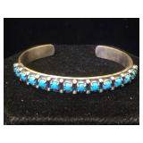 Sterling & turquoise cuff bracelet, 16.2g