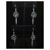 2- Sterling & turquoise Dream Catcher earrings