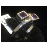 Sterling & purple gemstone ring, By Kalifano,