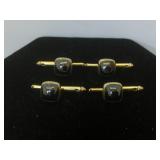 14k GOLD & hematite shirt sleeve buttons, 5.8g