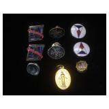 Assortment of airline lapel pins& more