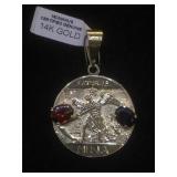 14k GOLD & Ruby Saturne  pendant, 11.5g