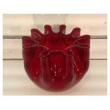 Amberina  glass vase, hand blown , 4.5 in H,