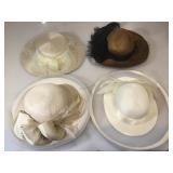 4 ladies summer fashion  hats in a hat box, all