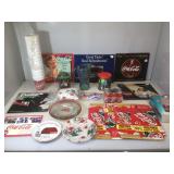 Lg box Coca Cola Collectibles, most new unused