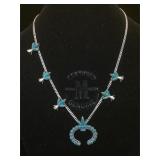 Sterling & turquoise Squash Blossom  choker