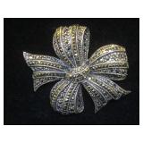 Sterling & Marcasite  bow brooch, 24g