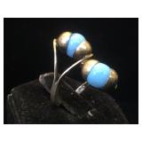 Sterling & turquoise ring, size  4