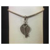 Sterling  vintage  key & heart chain bracelet,