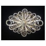Sterling filigree brooch, 7.1g