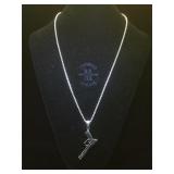 Stainless Steel chain w/ hand gun pendant by