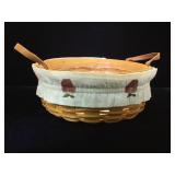 Longaberger Darning basket w/ leather handles, 10