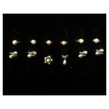 12- Genuine Pearl rings, various sizes