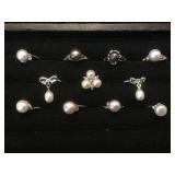11- Genuine Pearl rings, various sizes