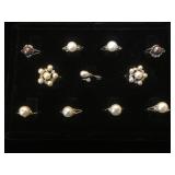 11- Genuine Pearl rings, various sizes