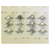 12- Genuine Pearl rings, various sizes