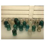 Box lot of glass insulators
