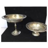 Vintage weighted Sterling compote, with another