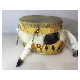 Native American style drum, leather ,wood other