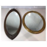 Oval oak framed mirror, and MCM. Siroco oval