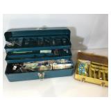 2 tackle boxes w/ fishing reel & tackle
