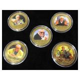 5 Stan Lee LE tokens, all different,