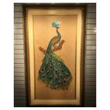 Mid century Mosaic on board of a Peacock, 59 x 35